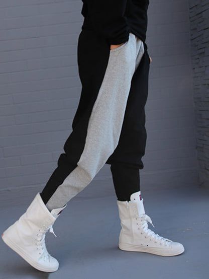 Casual Cool Split-Joint Color Matching Wide Legs Harem Pants