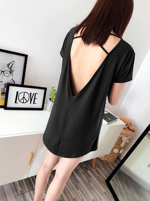 Leisure Solid V-Back Dress Pajama