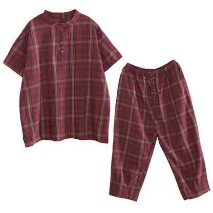 Casual Sports Plaid T-Shirt And Pants