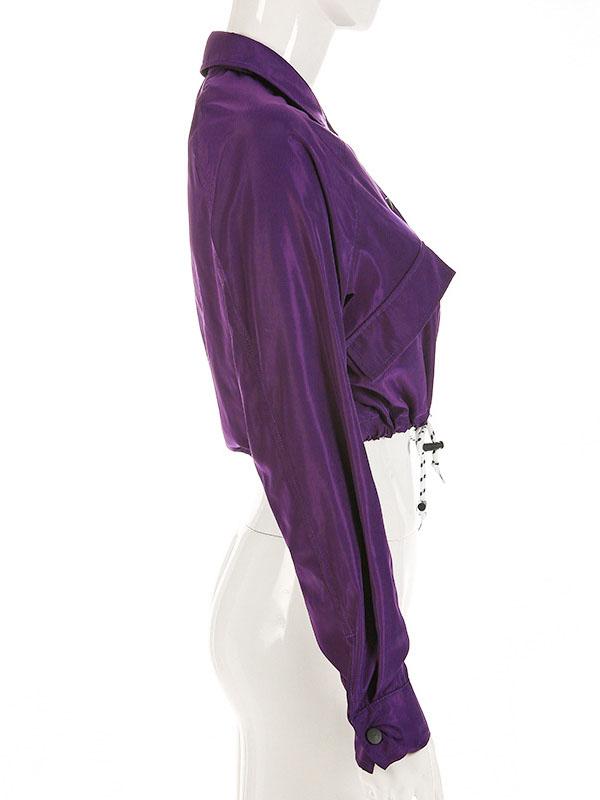 Fashion Leisure Polo Collar Bodycon Jacket