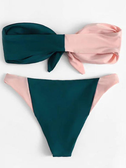 Two-color Bandeau Bikinis Swimwear