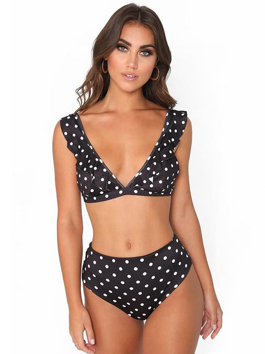 Polka-dot Printed Bikinis Swimwear