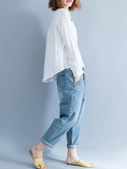 Loose Plus Size Flower Printed Blouse Tops