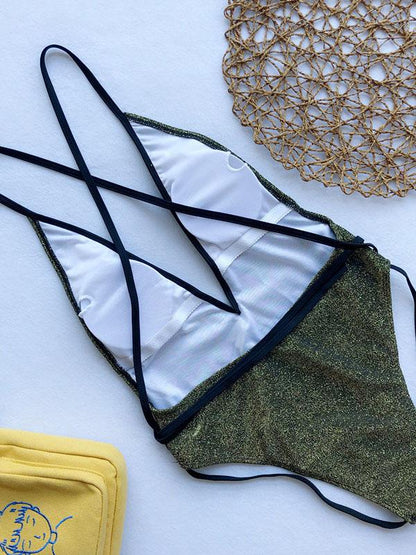 Lace Up Backless One-Piece Swimsuit