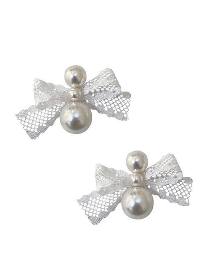 Vintage Pearls Bow-Embellished Earrings