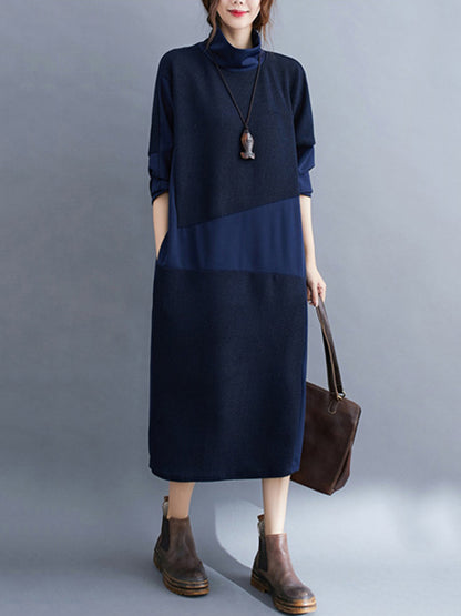Original Split-Joint Round-Neck Dress
