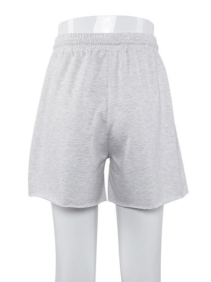 Simple Gray High Waisted Drawstring Sports Shorts