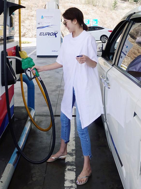 Solid Loose Simple Split-front T-shirt Top
