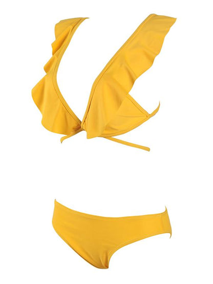 Ruffle Yellow Bikini Swimsuit
