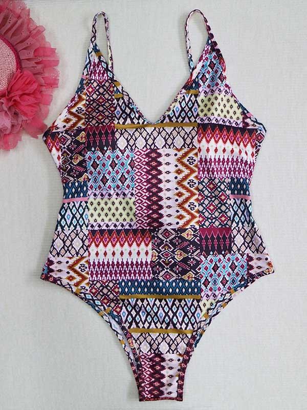 Conservative Spaghetti Strap One Piece Swimsuit