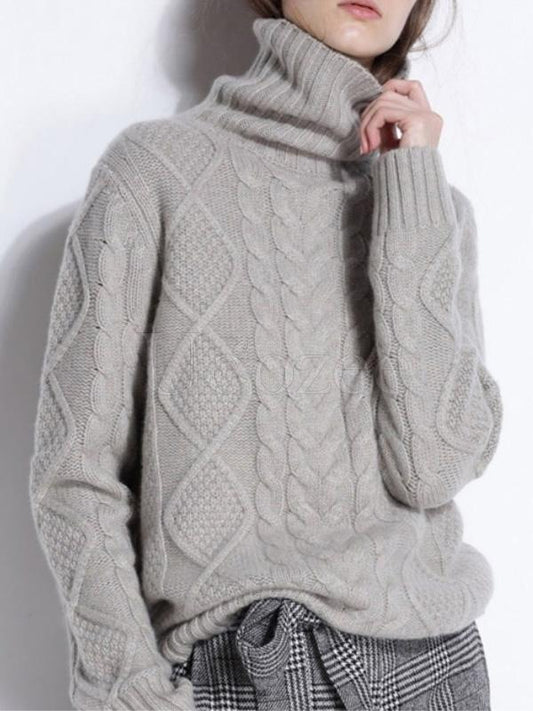 Loose High-neck Cashmere Solid Couple Sweater