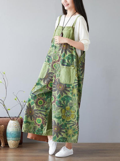 Vintage Loose Printed Wide Leg Pants