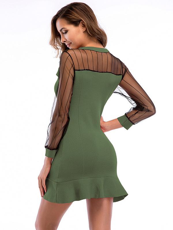 Split-Joint Wrap Long Sleeve Mini Dresses