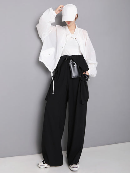 Spaghetti-neck Big Pocket Jumpsuits