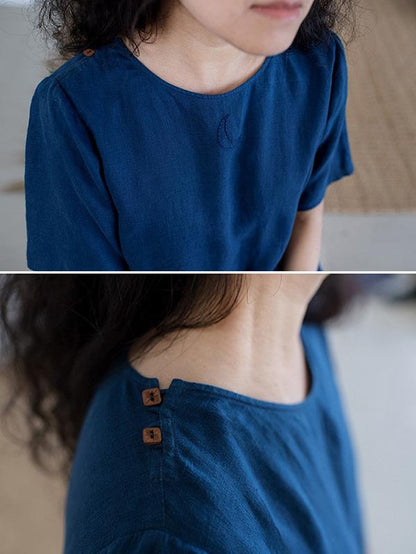 2019 Summer New Loose Embroidery Solid Dress