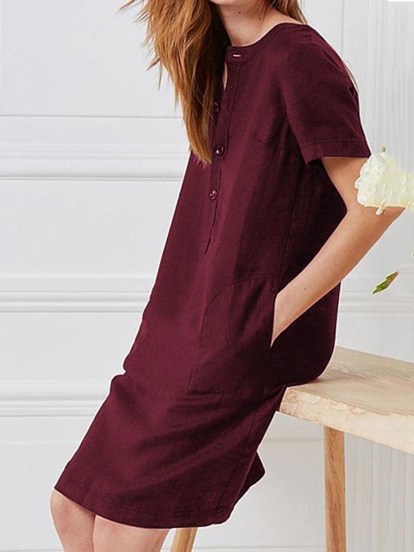 Plus Size Short Sleeves Midi Dress