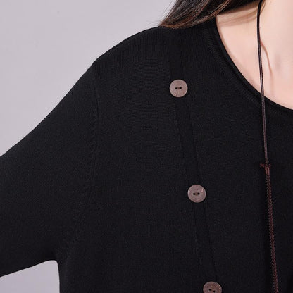 Buykud New Fashion Button Decaration Knit Dress
