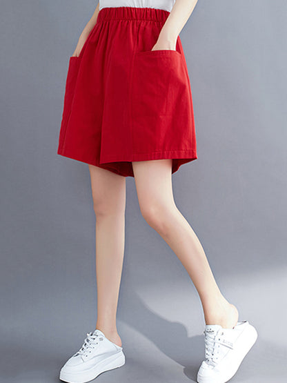 Casual Solid Color With Pocket Wide Leg Shorts