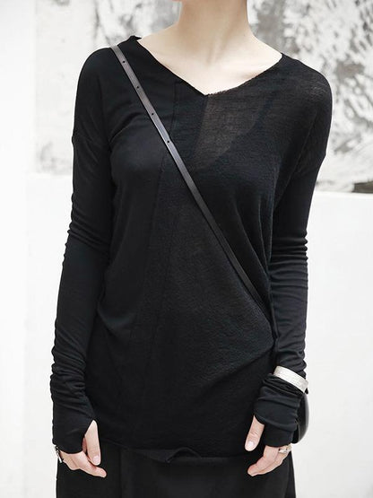V-neck Cropped Split-joint Shirt Tops