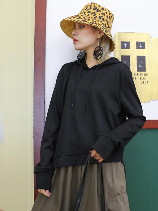 Retro False Two Split-joint Drawstring Sweatshirt Dress