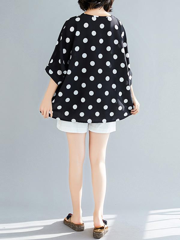 Plus Size Loose Polka-dot T-shirt