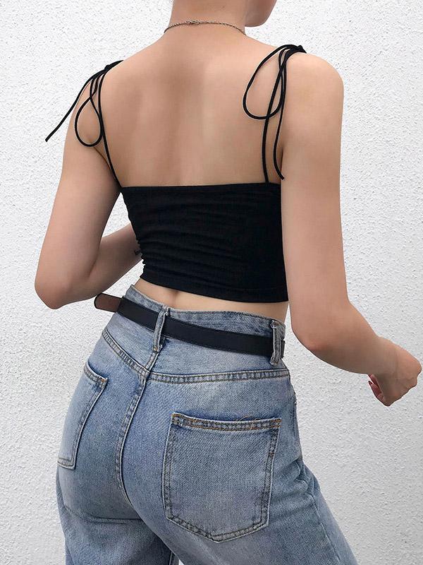 Sexy Contrast Color Spaghetti-Neck Vest Top