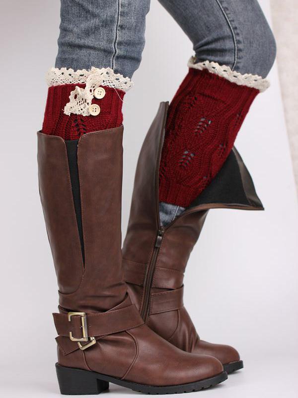 Lace Solid Color Knitting Ankle Socks