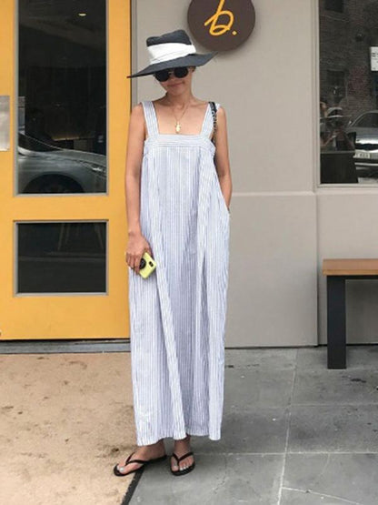 Casual Striped Wide-leg Jumpsuit