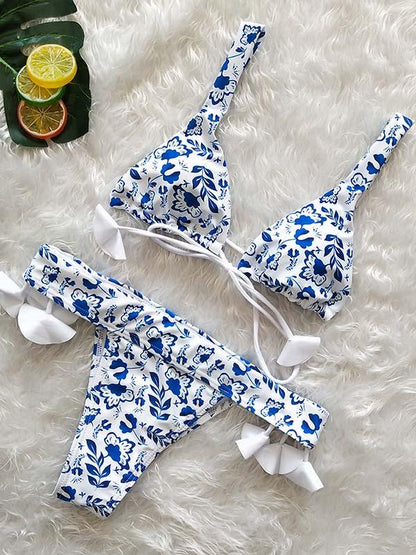 Sexy Bandage Printed Bikinis Swimwear