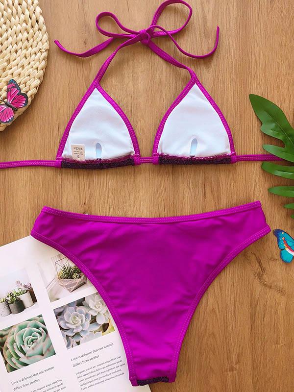 Sequined Triangle Split Bikini Swimsuit