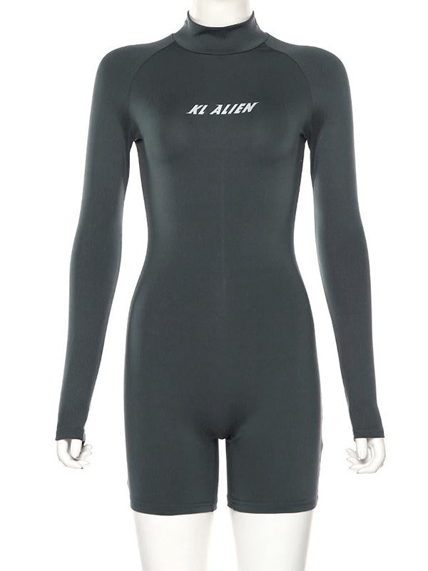 Letter Printed Empire Sports Rompers