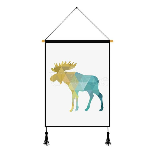 Gradient Deer Pattern Geometric Printed Wall Hanging Decoration