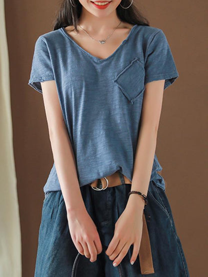 Vintage Bamboo Cotton Solid T-Shirt