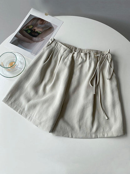 Cuprammonuium Bandage High-Waisted Wide-Leg Shorts