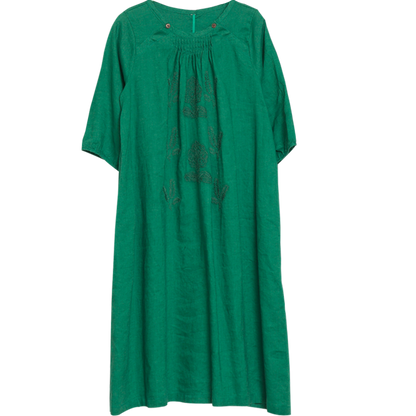 Casual Womens Vintage Linen Half Sleeve Dress
