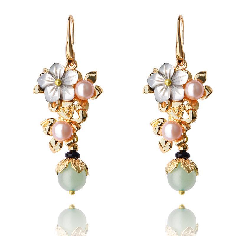 Ethnic Gold Plated Long Eardrop Earrings