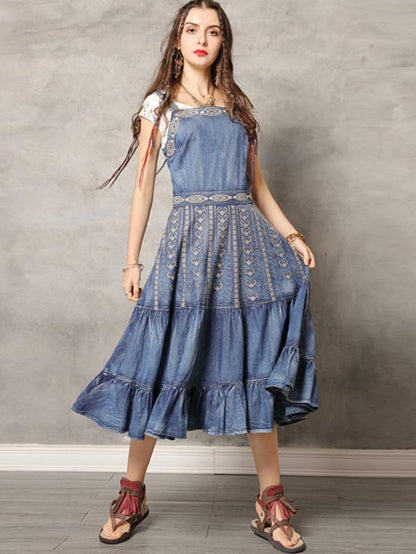 Original Vintage Embroidery Falbala Dress