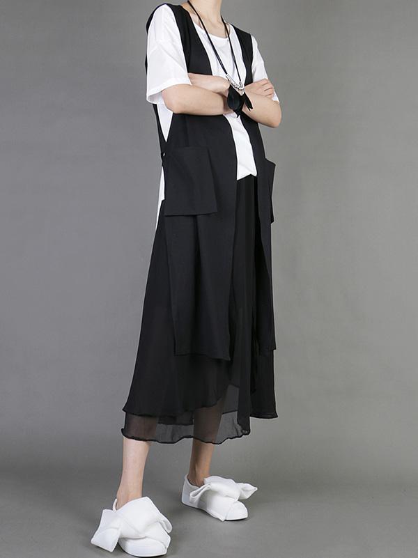 Original Solid Chiffon Pleats Skirt