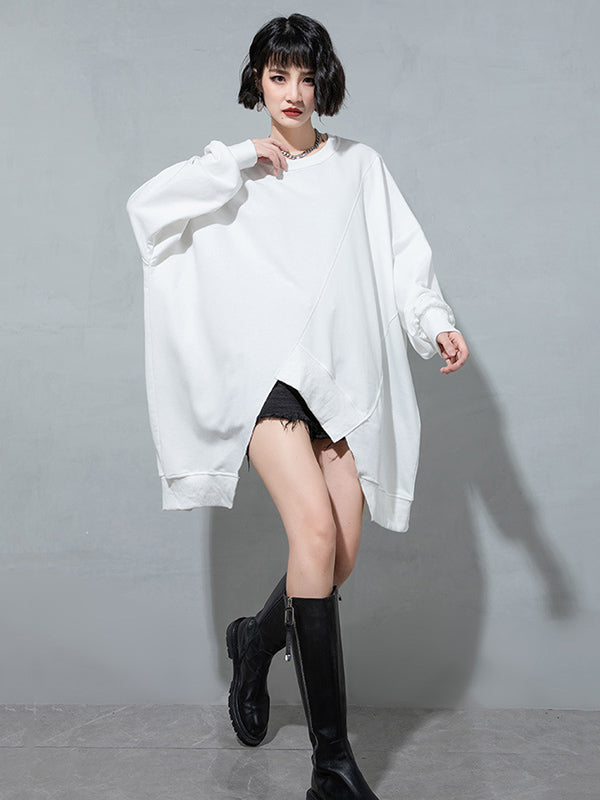 Urban Solid Color Split-Joint Long Sleeve T-Shirt Top