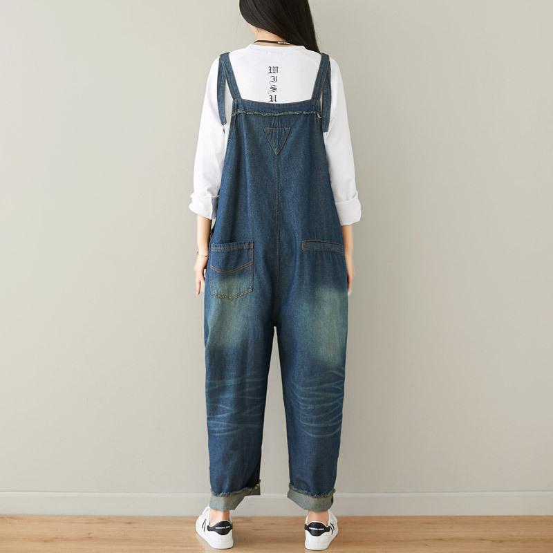 Buykud Natural Burrs Solid Color Casual Loose Jumpsuit