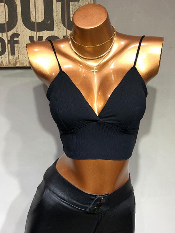 Sexy Wrap Backless Solid Spaghetti-Neck Bra