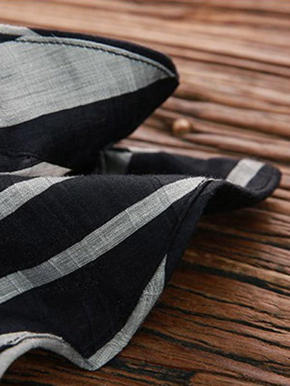 Vintage Loose Striped Stand Collar Shirt