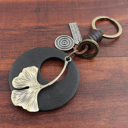 Buykud Ginkgo Leaf Simple Personality Retro Car Key Rain