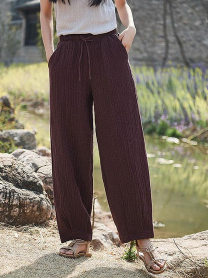 Loose Retro Lace-up Pants