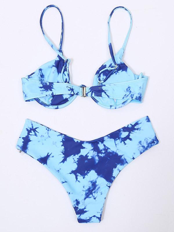 Tie-Dyed Gradient Split Bikini Swimsuit