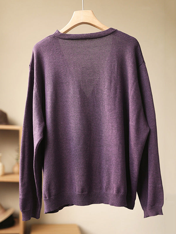 Simple Contrast Color Long Sleeves Cardigan Top