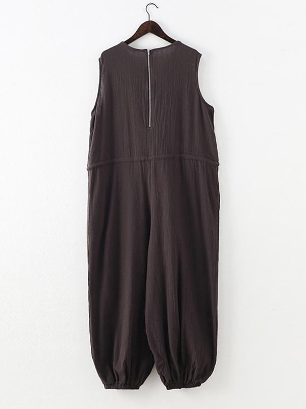 Original Solid Elasticity V-Meck Jumpsuits