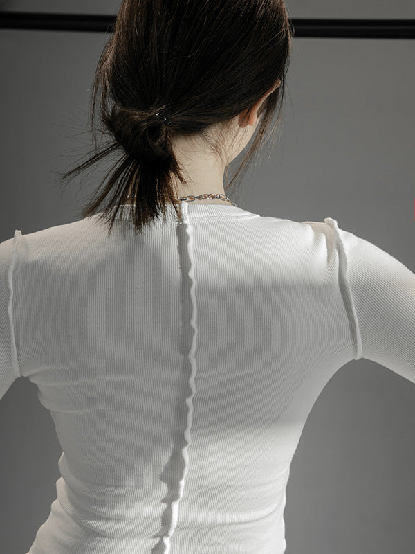 Simple Solid Color Round-Neck Long Sleeves T-Shirt