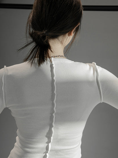 Simple Solid Color Round-Neck Long Sleeves T-Shirt
