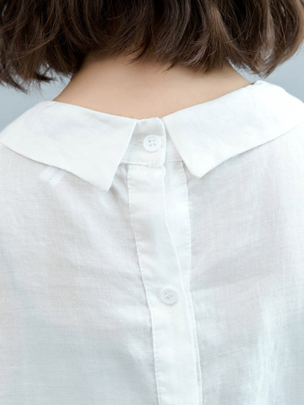 Simple Solid Color Lapel Cap Sleeve Vest Top